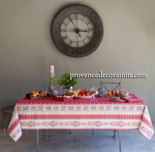 French tablecloth coated or cotton (Bastide. red)